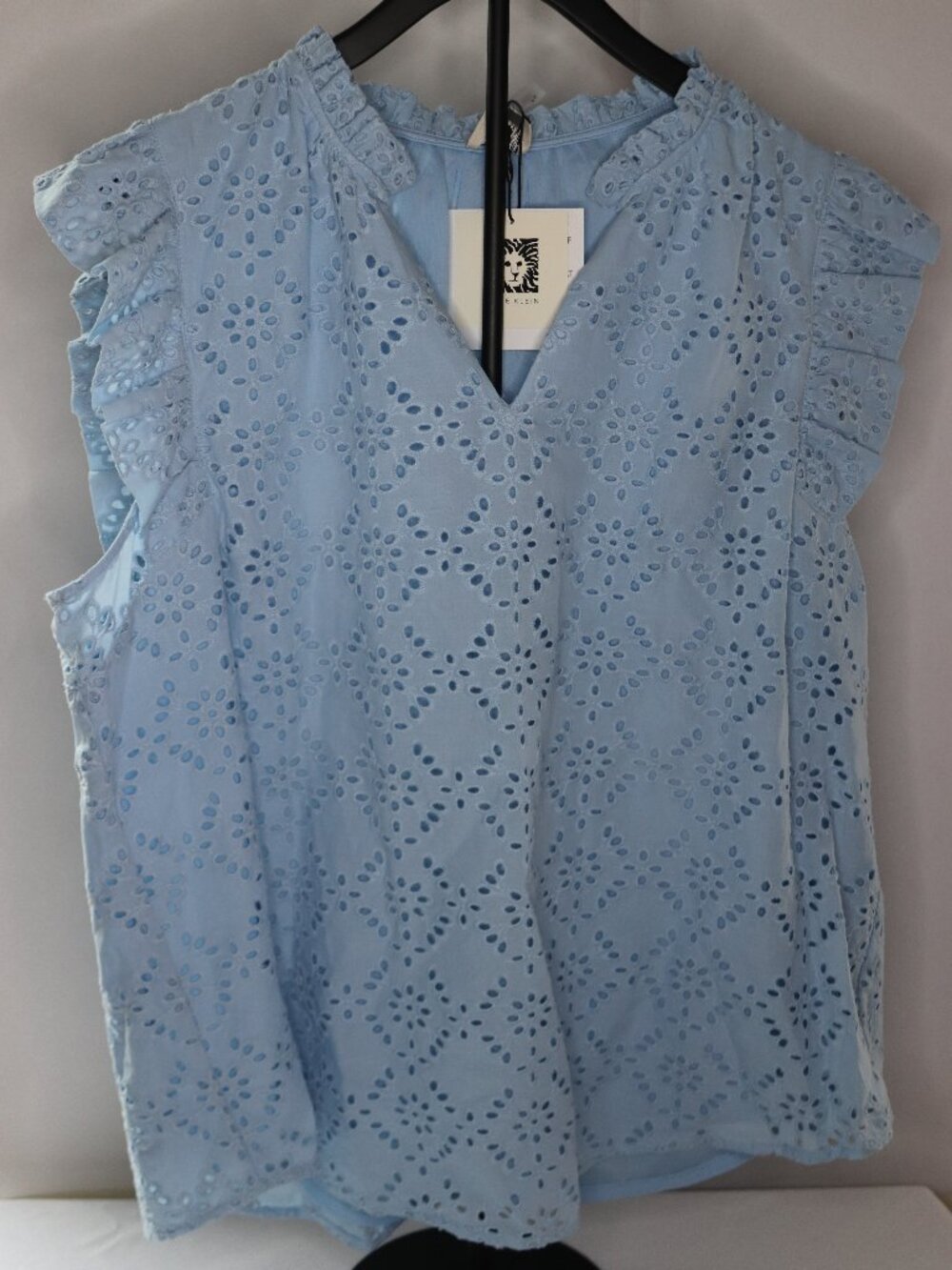 NWT Women's Anne Klein Light Blue V-neck Blouse Sz XL